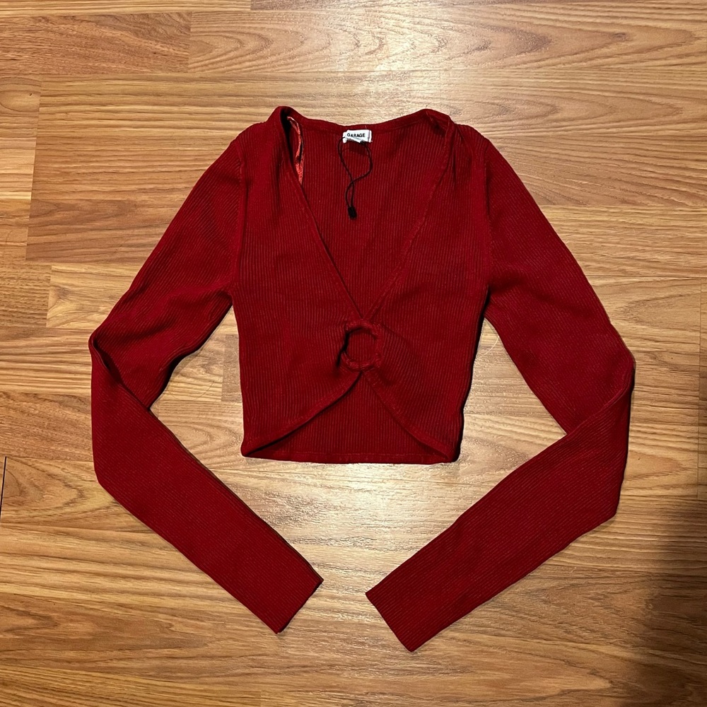Garage Red Ribbed Top it ring